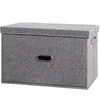 Large cotton linen Fabric folding storage box Kids Toy organizer Handles for Home Closet Bedroom Drawers Organizers Container WF 5
