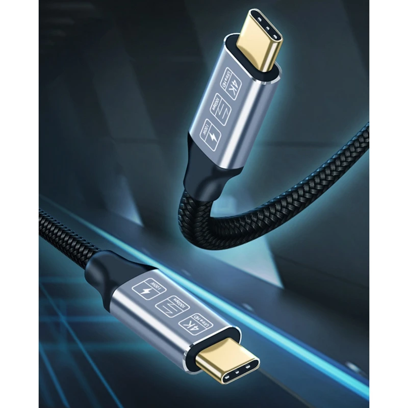 휴대폰 오디오 비디오용 고속 변속기 데이터 케이블, USB 3.1 to C 타입, HD 프로젝션, 10GB, 100W