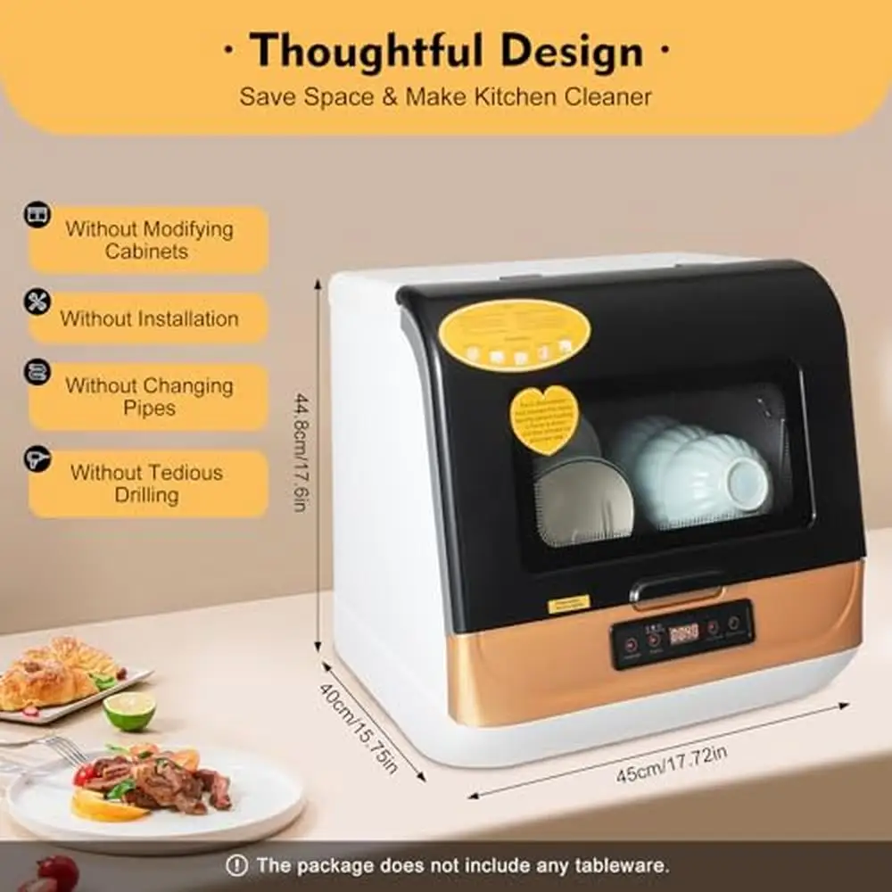 Portable Countertop Dishwasher with Large Capacity and 3 Washing Programs 3