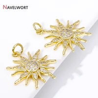 Pendentifs en laiton plaqué or 18 carats avec breloques soleil en Zircon, pendentif soleil en Zircon incrusté, accessoires de fabrication de colliers de bijoux à bricoler soi-même 1