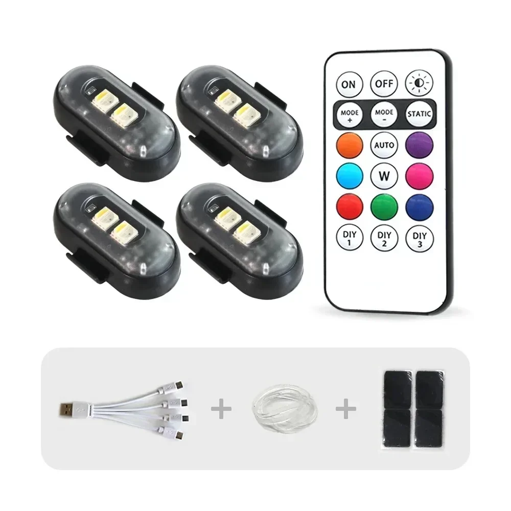 Strobe Light Car 8Color Remote Motorcycle Flash Led Anti-collision Warning Lamp Waterproof Wireless Remote Control For Car Bike