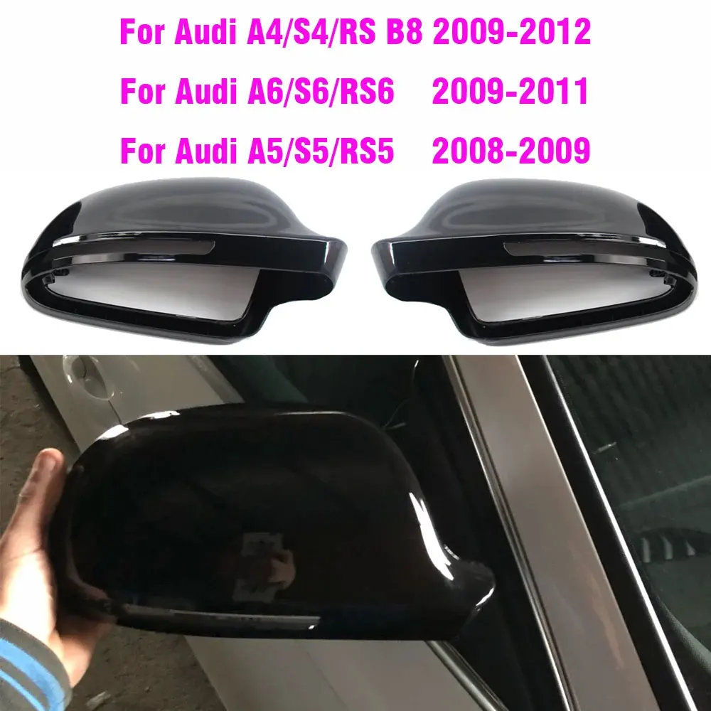 

ABS Glossy Black Color Style Type For Audi A4 A5 B8 A3 8P A6 C6 Q3 Car Side Door Mirrors Cover Auto Rrearview Mirror Caps