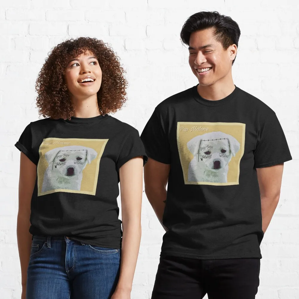 

Классическая футболка унисекс Pup Malone, мужские и женские короткие летние футболки, повседневная хлопковая Роскошная брендовая модная одежда для пар