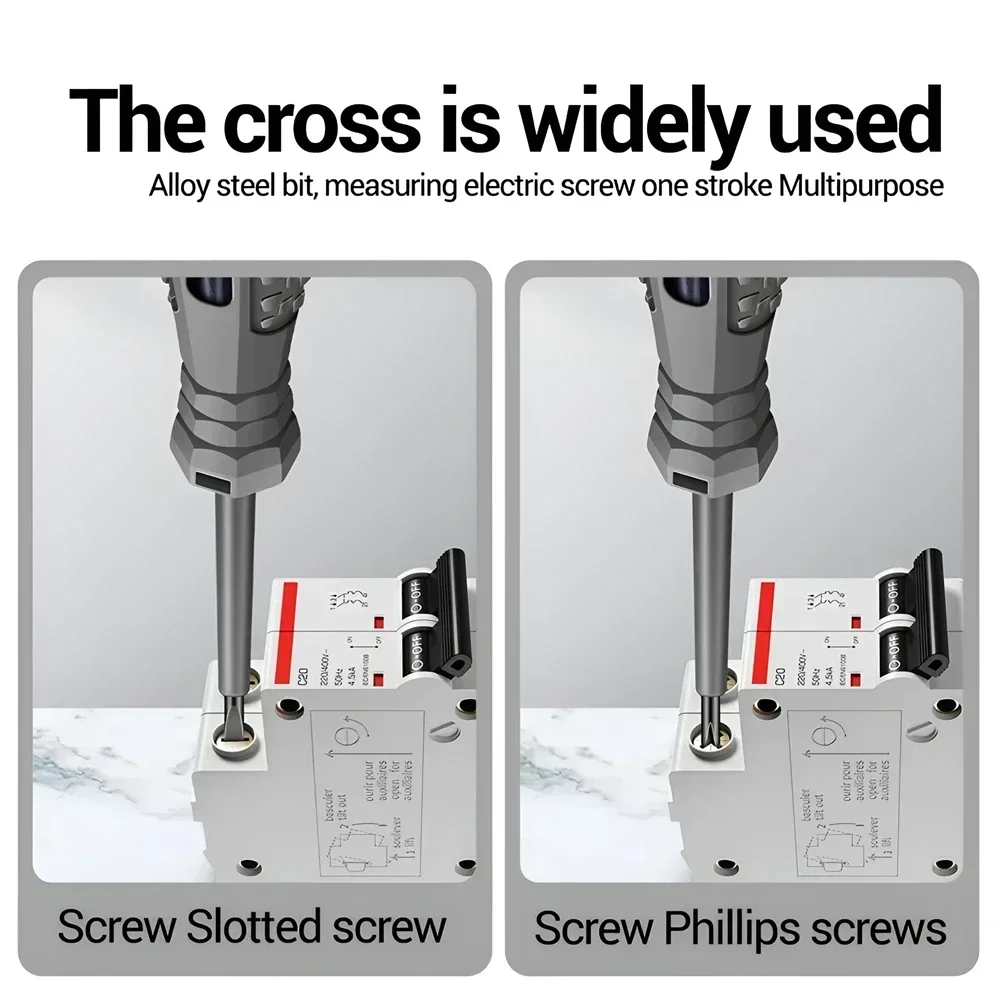 표시기가있는 전기 테스터 펜 2pcs 전압 테스터 펜 슬롯 형 + 필립스 가정용 스크류 드라이버 전기 도구