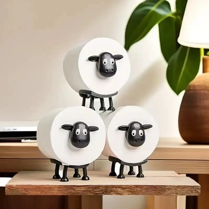 Cute Black Sheep Bathroom Roll Paper Rack High Quality Paper Towel Storage Cartoon Sheep Paper Rack Family Decorative Ornaments 3