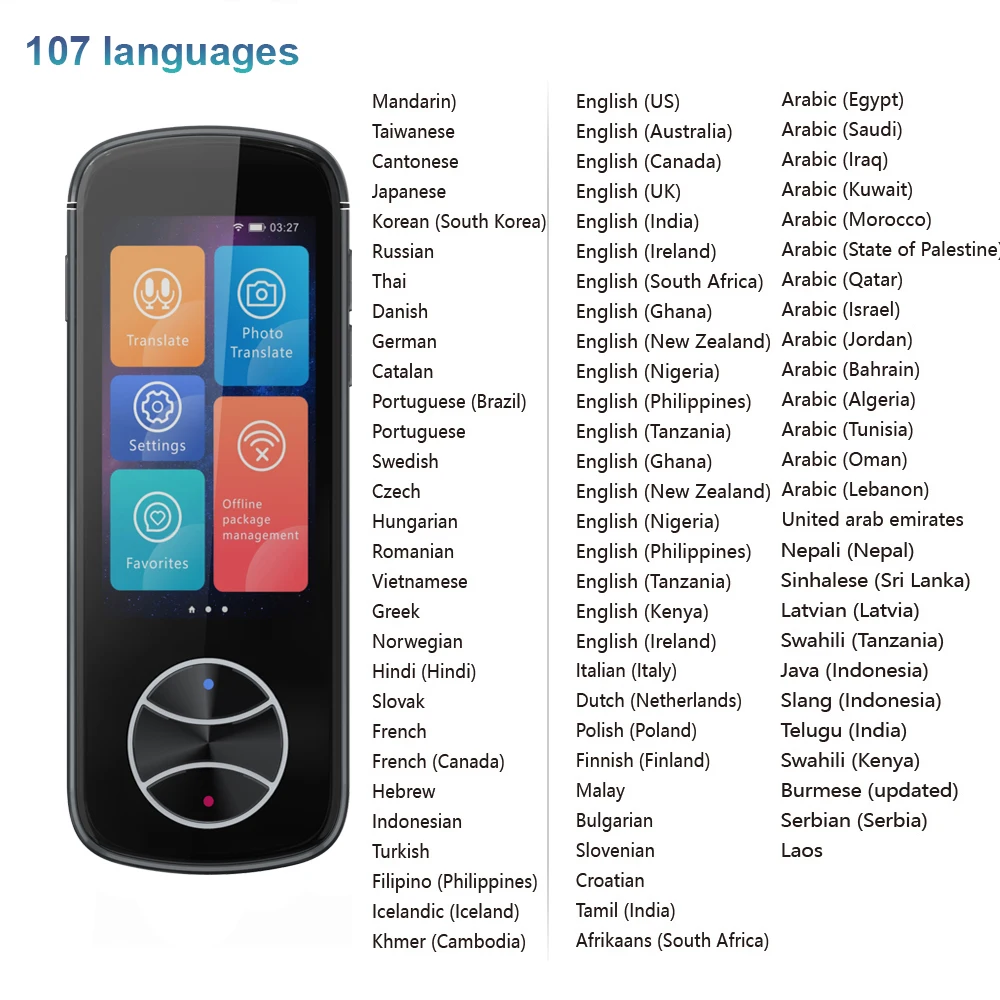 NEW V10 Portable Language Translator 128 Languages Two-Way Real-Time WiFi/Offline Recording/Photo Translatio Language Translator