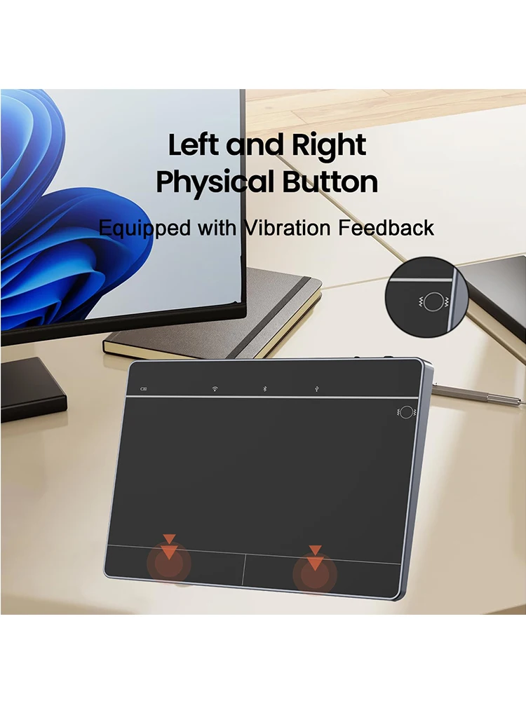 Jomaa Metal Wired & Wireless Touchpad for PC Computer & Laptop Rechargeable Trackpad Bluetooth USB Trackpad