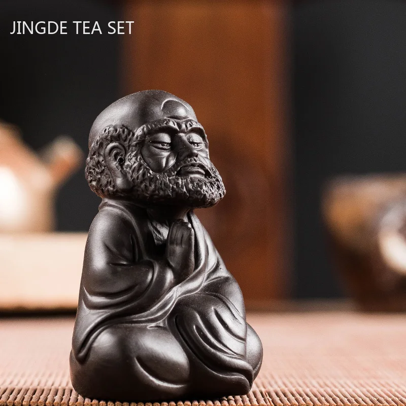 Chinese Purple Clay Tea Pet Handmade Figure Statue Ornaments Sculpture Crafts Home Tea Set Decoration Accessories Gifts tea pet ornaments