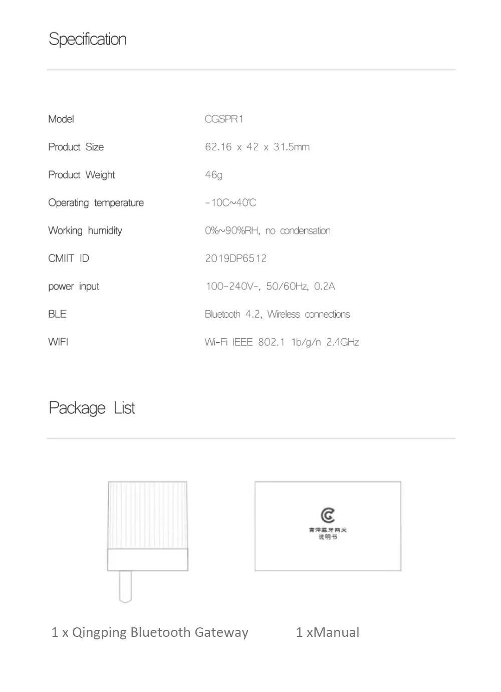Qingping Bluetooth Gateway WiFi Smart Hub Work With Mijia App Remote Monitoring