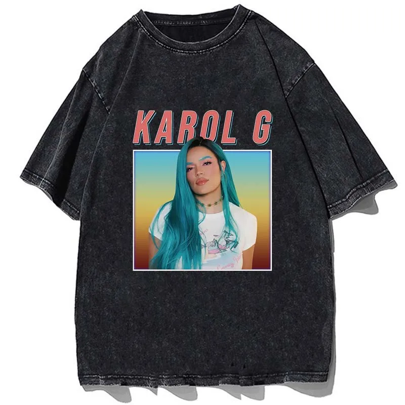 

Karol G Print T-Shirts Men Women Clothes Fashion Harajuku O-Neck Oversize Short Sleeve Shirts Vintage Cotton Streetwear Tees