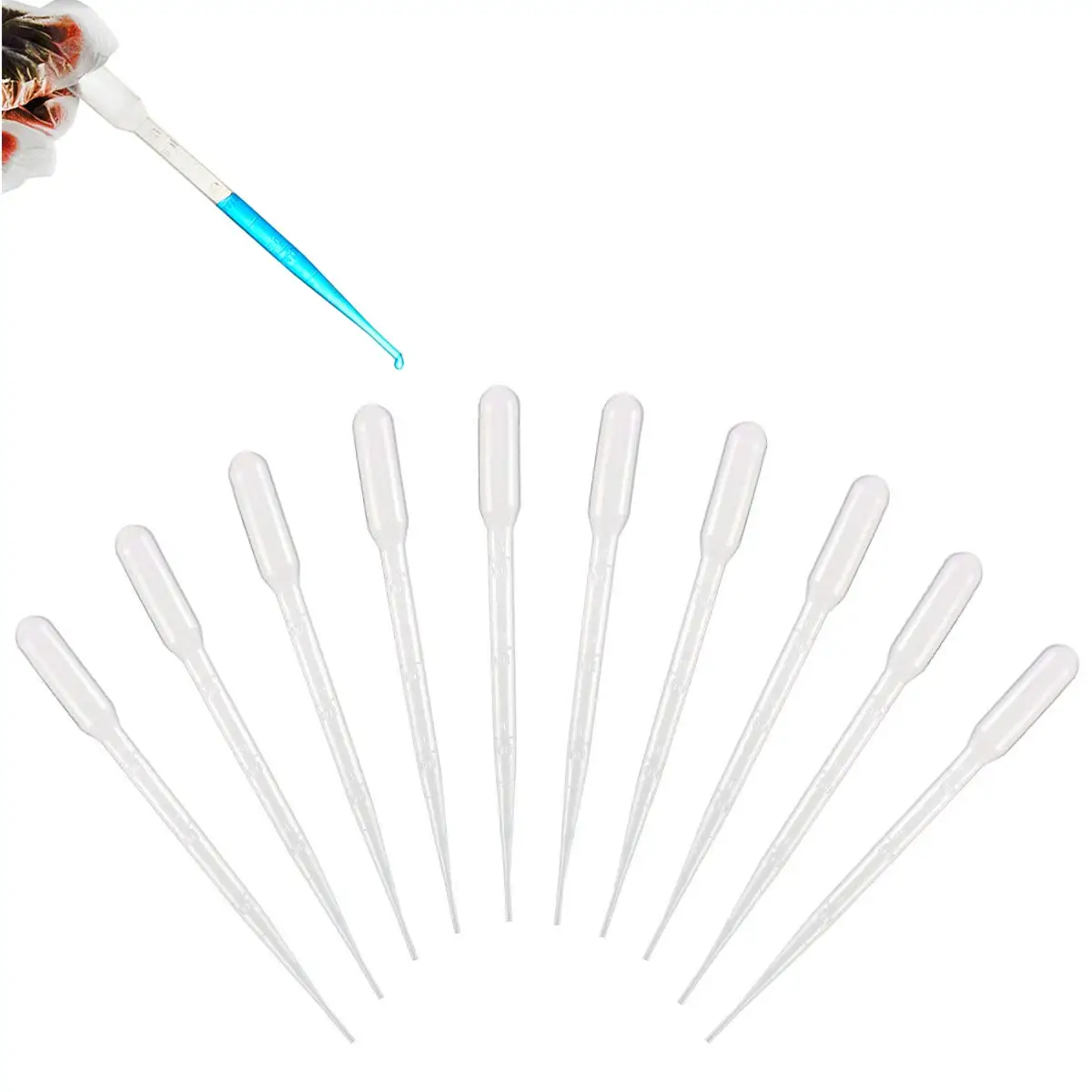 1/2/3/5ML 100Pcs Practical Transparent Pipettes Disposable Plastic Eye Dropper Transfer Graduated Pipettes School Lab Supplies