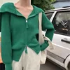 Sueter Mujer Invierno 2024 Korean New Sweater Women Sailor Collar Solid Long Sleeves Knitted Cardigan Fashion Chic Jacket XK236 4