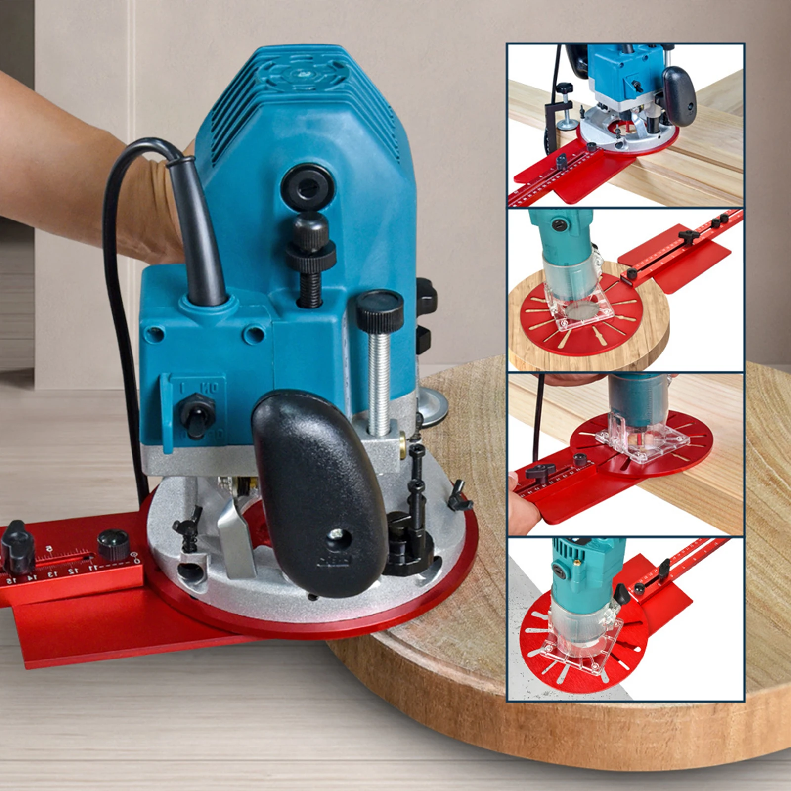 Aluminum Alloy Router Jig Adjustable Router Milling Groove Bracket Multifunctional Circle Cutting Tool for Woodworking