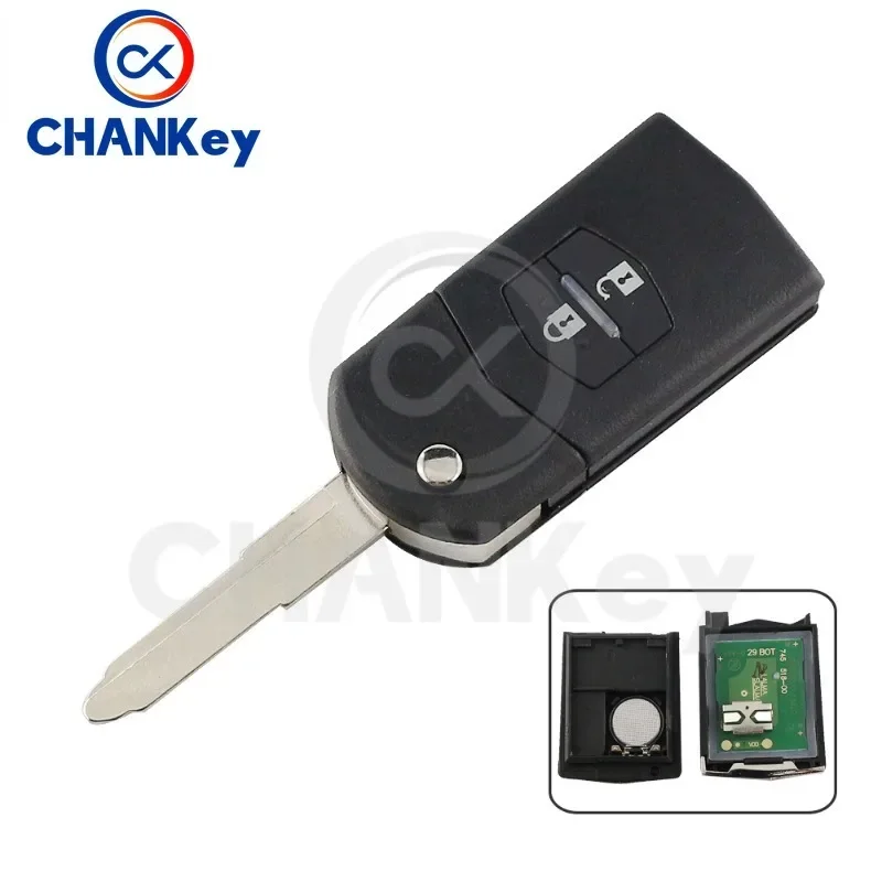

CHANKey 2 Button Upgraded Flip Remote Car Key For Mazda 3 6 CX7 CX9 RX8 Visteon CX-10 433MHz 4D63 Chip Uncut Blade Auto Parts