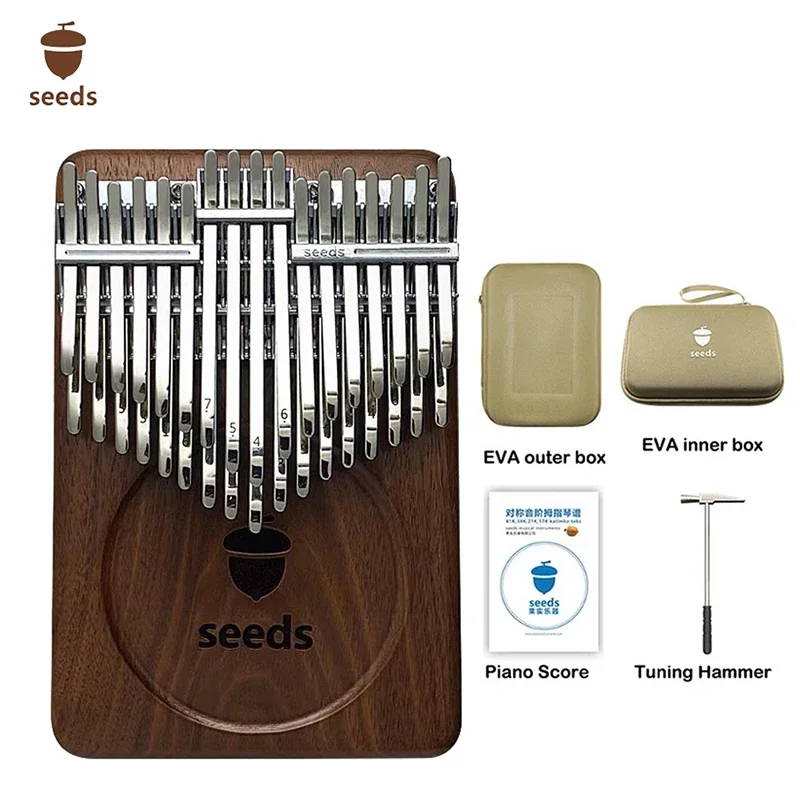 

Seeds Chromatic Kalimba 34 Key C Tone Black Walnut Double Layer Thumb Piano Portable Kalimbas Musical Keyboard Instrument Gifts