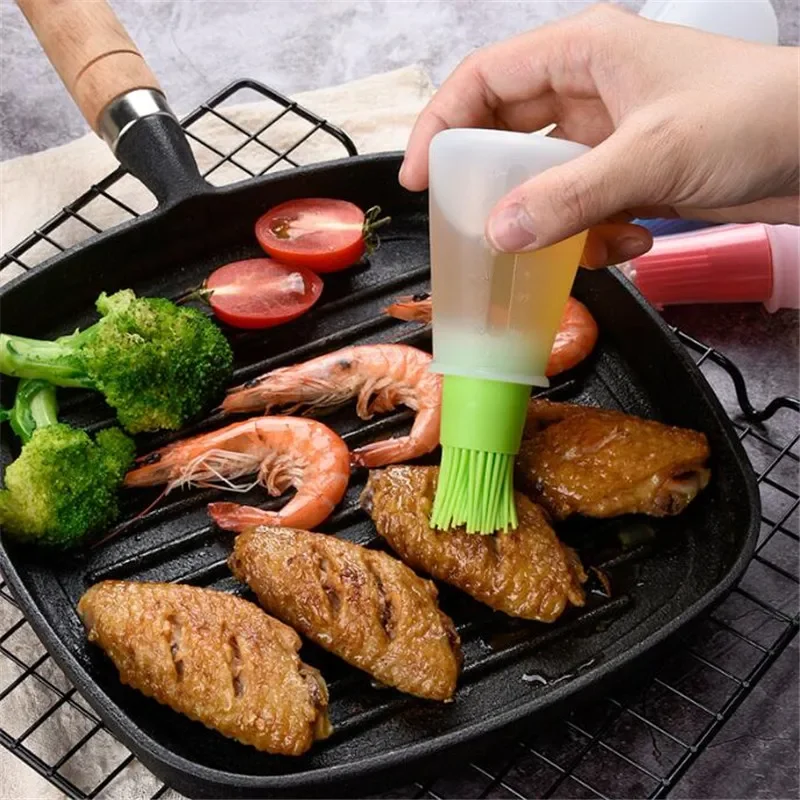 1Pcs Silicone Oil Bottle Baking Brush Liquid Oil Honey Brushes Barbecue Tool Portable Basting Pancake Kitchen Cooking BBQ Tool
