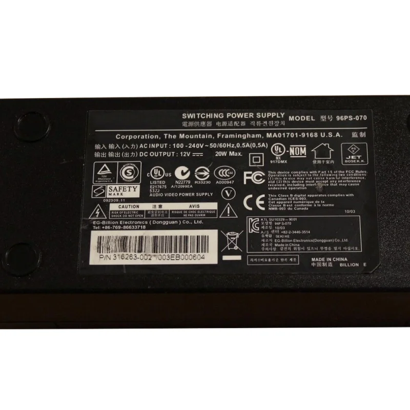 Alimentatore Testa Home Theater Tv 12 V20W 96Ps-070 Per Bose Lifestyle T10/T20/V10/V20/V25/V30/V35 12V 1A 20W Commutazione