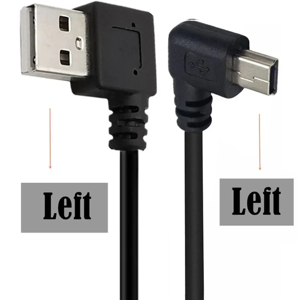 더블 90도 직각 미니 USB 5핀 T 포트 짧은 USB 2.0 케이블 타입 A 남성에서 미니 B 고속 충전 데이터 케이블 미니USB