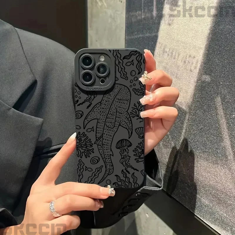Whale Pattern Shockproof Silicone Phone Case - Soft Protective Cover