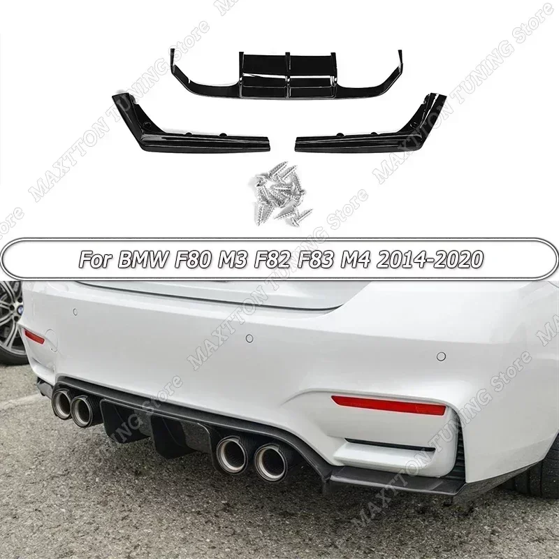 

V-образный стиль для BMW F80 M3 F82 F83 M4 2014-2019 2020 глянцевый черный ABS диффузор для заднего бампера губ разветвители спойлер комплект для тюнинга кузова