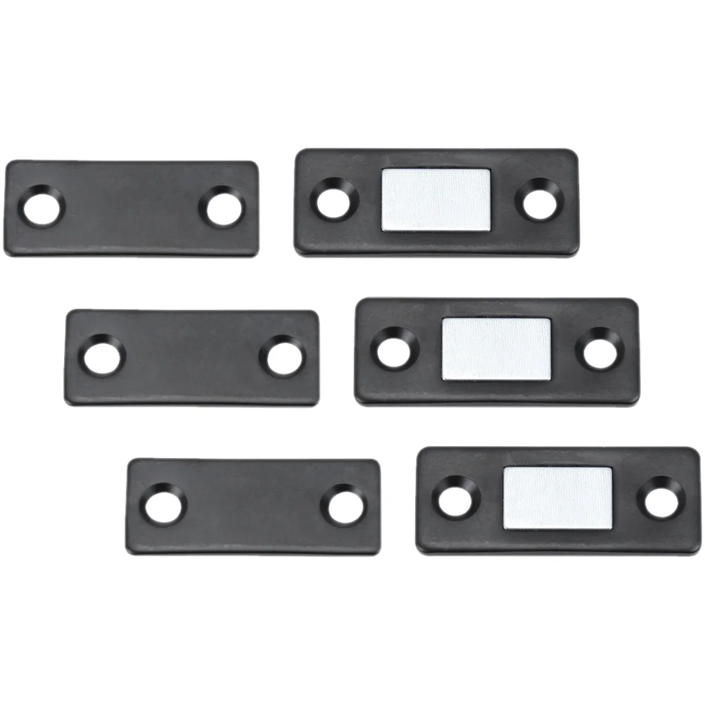 Punch-free Magnetic Sliding Door Wardrobe Snapper Ultra-thin Invisible Cabinet (black) 3 Sets Catch Latches Magnets