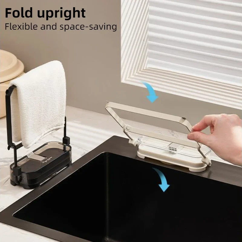 Hanging Net Filter Bag Multi-Purpose Drainage Rack Foldable Sink Strainer Mesh Bag Stand Waste Garbage Net Shelf Anti-Clogging