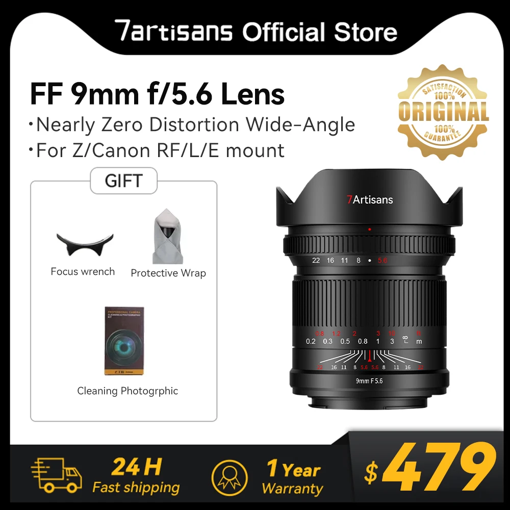 7Artisans 9Mm F5.6 Full-Frame 132° Wide Angle Prime Mirrorless Camera Lens For Sony E Zv-E10 A7R A75 A7Sii A9 A7C Leica Sl Sl2 Canon Eos R Rp R5 R6 R7