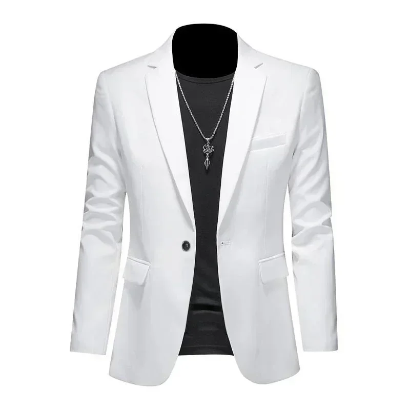 Mens Blazer Men's Casual Business Fashion Suit Slim Fit Formal Chic Jacket Single Button Solid Lapel Outwear