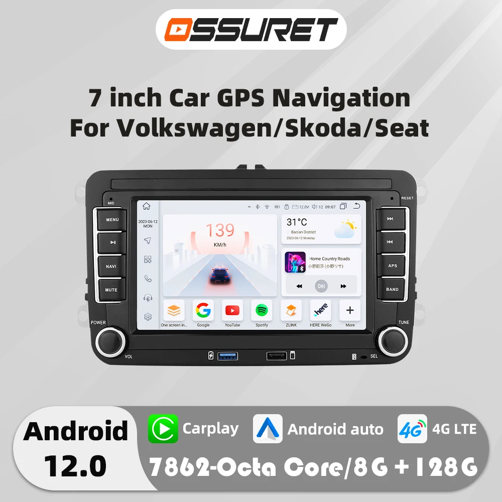 7"4G Android Autoradio Carplay for VW POLO GOLF 5 6 Plus PASSAT B6 JETTA TIGUAN TOURAN /SKODA OCTAVIA/SEAT multimedia GPS Stereo