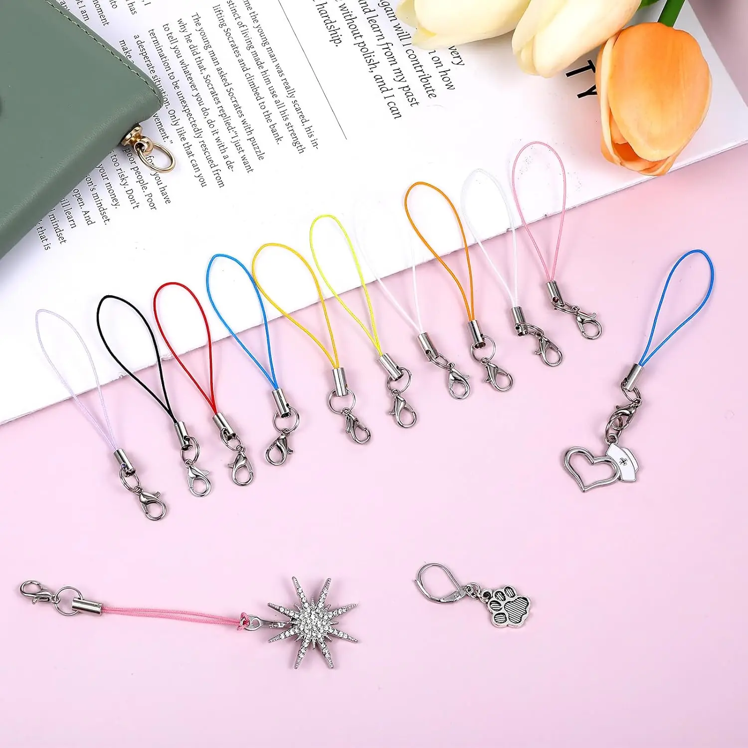 Versatile Lanyard Strap Set with Lobster Clasp Keychain Hooks and Keyring Accessories (20/50/100Pcs)