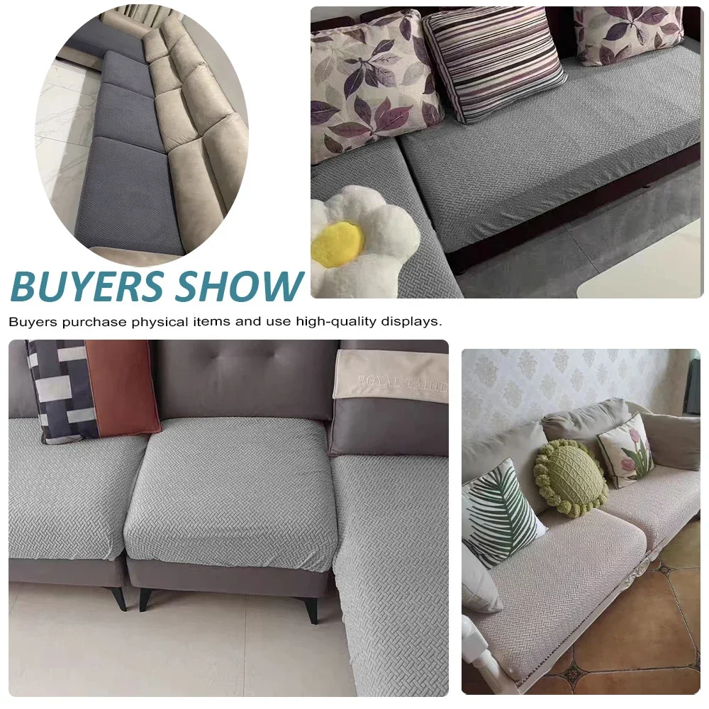 Elastic Sofa Cover for Living Room Jacquard Solid Sofa Seat Cover Grey Washable Seat Cushion Cover Furniture Protector Sectional 4