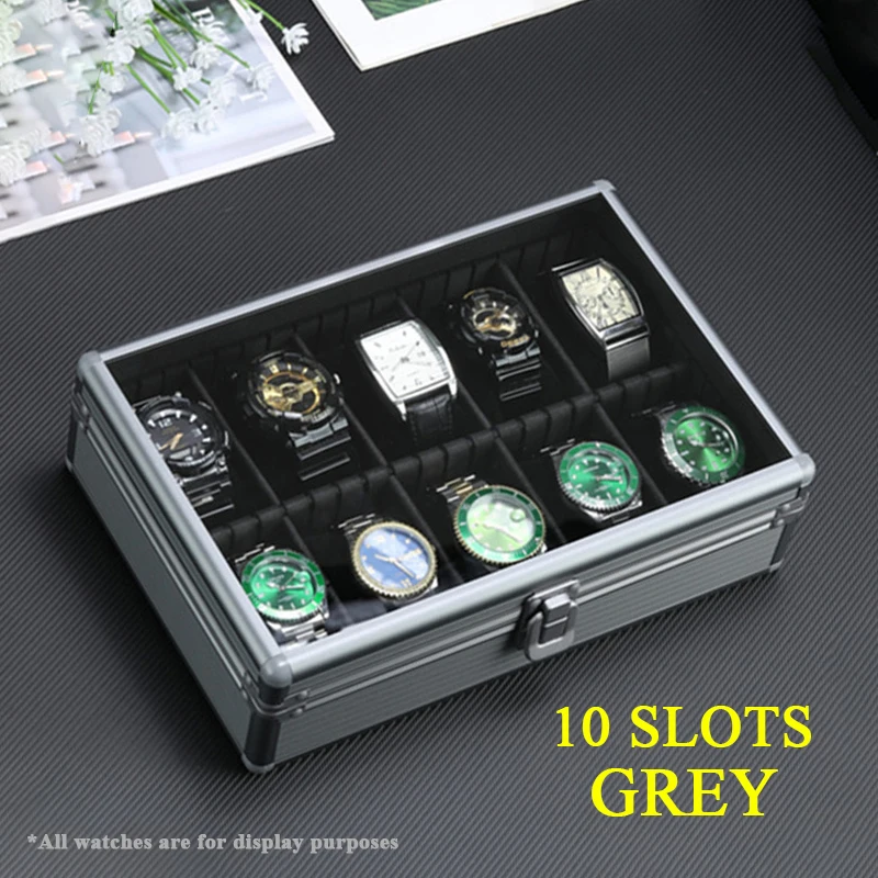 10-Slot Multi-Purpose Aluminum Alloy Watch Storage Case with Removable Internal Divider... - SKU AWSC1109 - UGI Packaging