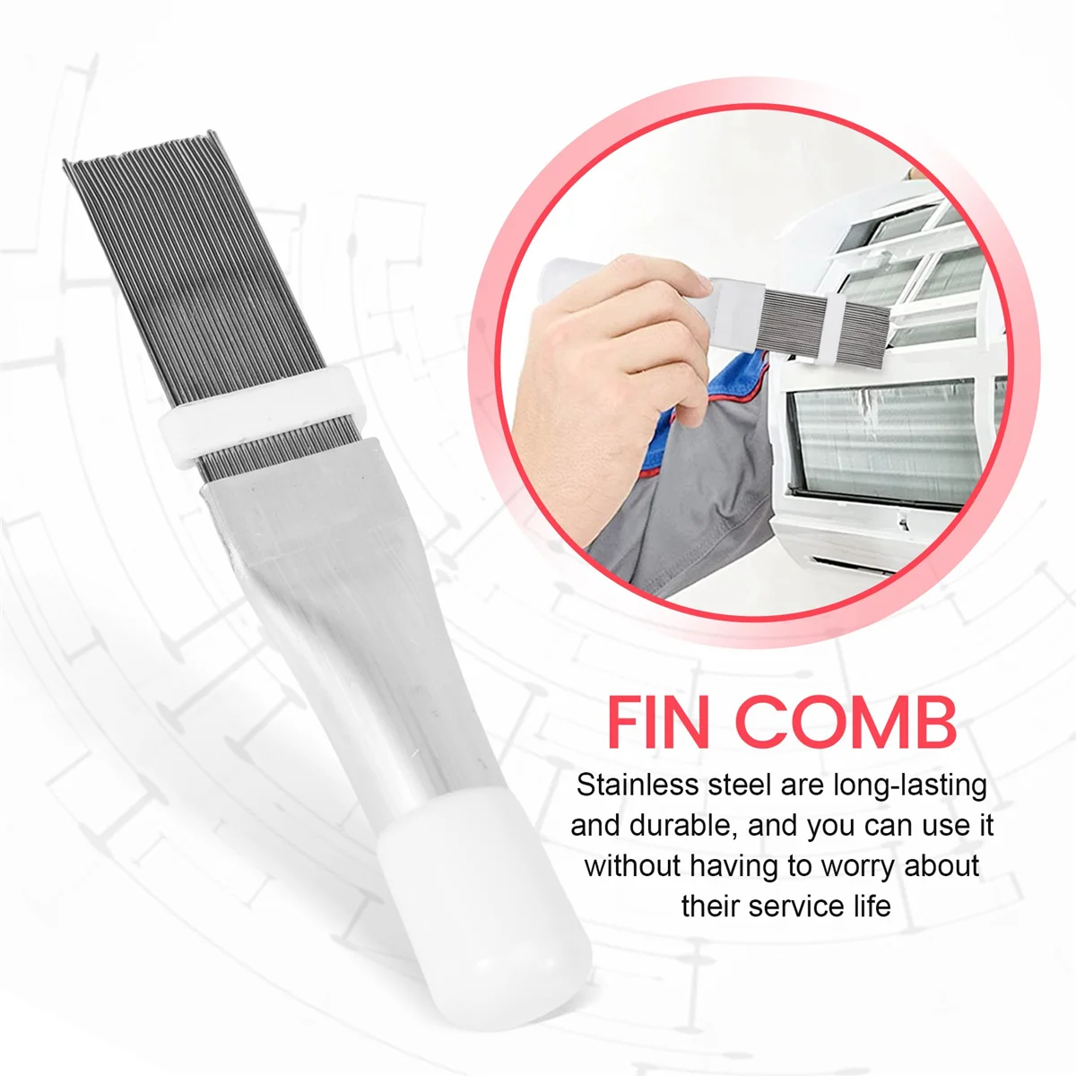 Air Conditioning Fin Comb Condenser Cleaning Comb Refrigeration Repair Tool Cleaning Brush Fin Brush Accessory