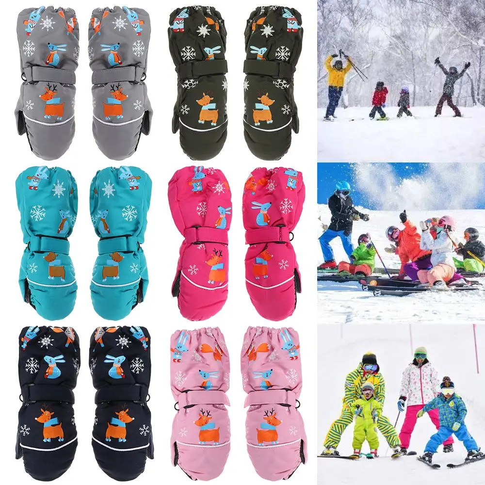 

Years Old Waterproof Deer Rabbit Kids Boys Girls Non-slip Thick Warm Windproof Children Ski Gloves Long-sleeved Mittens
