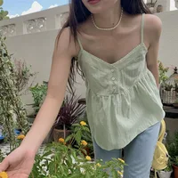 Korean Version Loose Fit V Neck Camisole For Women Solid Color Sweet Lace Stitching Summer Casual Versatile Sleeveless Tank Top - Image 2