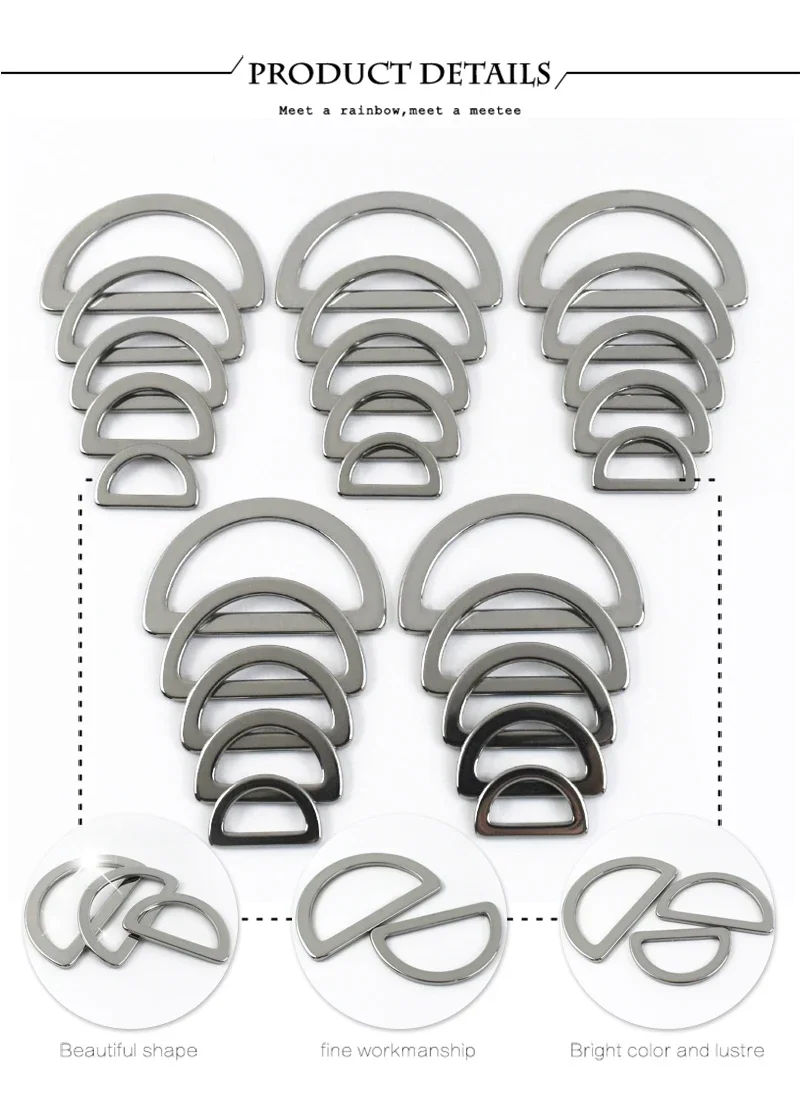 5/10/20Pcs 15-38mm D Ring Stainless Steel Bag Buckle Webbing Strap Connector Hook Dog Collar Decor Loop DIY Hardware Accessories