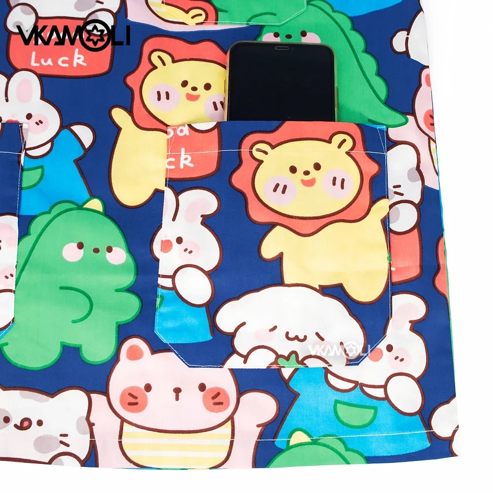 Cartoon print Women's Top V-Neck Medical Scrub Tops Hospital Scrubs shirt nurse Uniforms Dentist surgery Tops Workwear