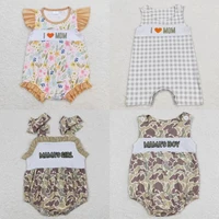 Wholesale Kids Toddler Embroidery Sleeveless Mama’s Boy Girl Jumpsuit Camo Floral Mom Bubble One-piece Newborn Romper Clothing