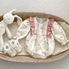 New Autumn Baby Sister Dress Cotton Floral Print Rompers Pink Ruffled Clothes Casual Dress Sister Matching Kids Clothing Outfit 4