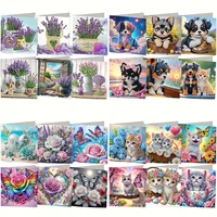 6-Piece/Set DIY Diamond Painting Kit Birthday Card Kit, Unique Flower Pattern Design, Rhinestone Diamond Painting Art Mosaic Pos 1
