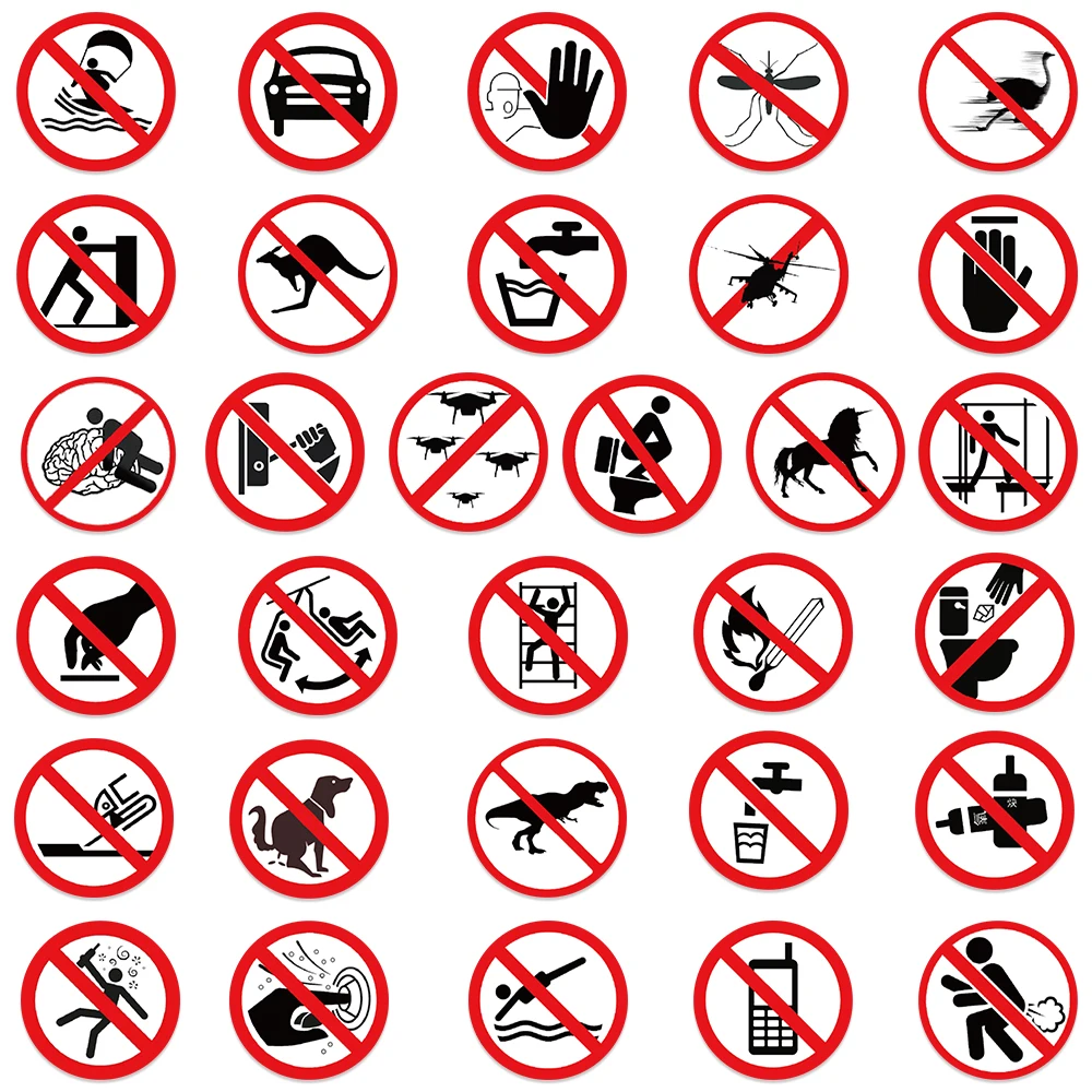 62pcs Funny Warning Stickers Danger Banning Sign Viny DIY Decal Car Scooter Motorcycle Suitcase Violation Sticker Classic Toy 6