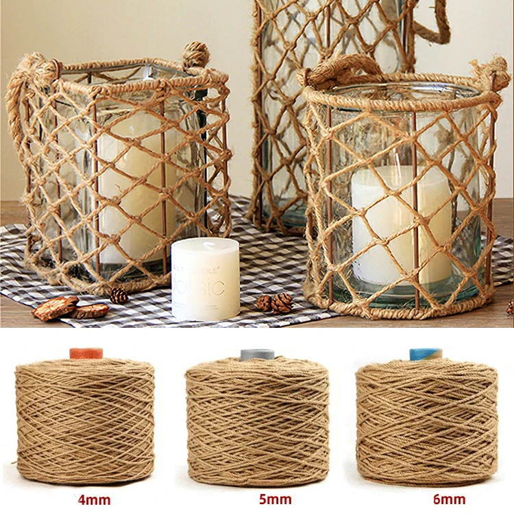Jute Rope Natural Vintage Jute Rope String 1/2/3/4/5/6/8/10mm DIY Jute Cord Twine Ribbon Crafts Sewing Handwork Gift Wrap Home Decoration