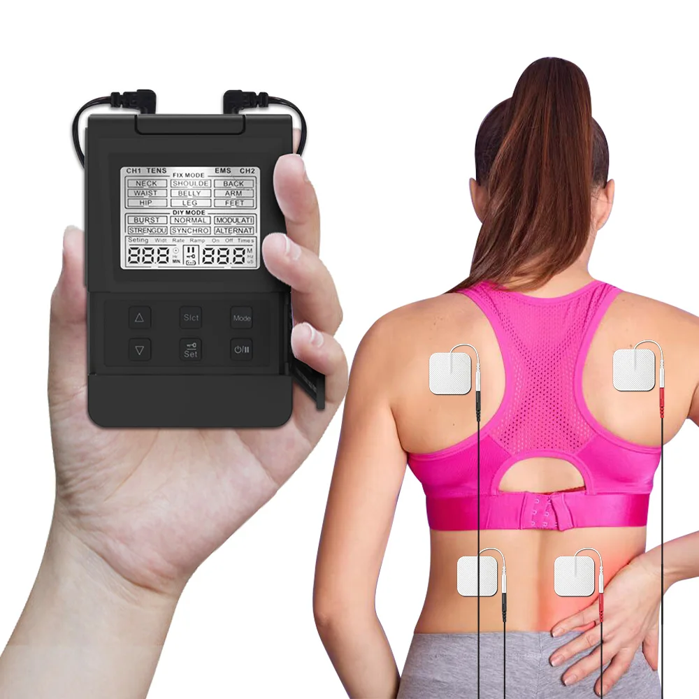 Ems Electric Muscle Therapy Stimulator Dual Output Tens Unit Machine Meridian Fisioterapia Pulse Body Massager Usb Ricaricabile