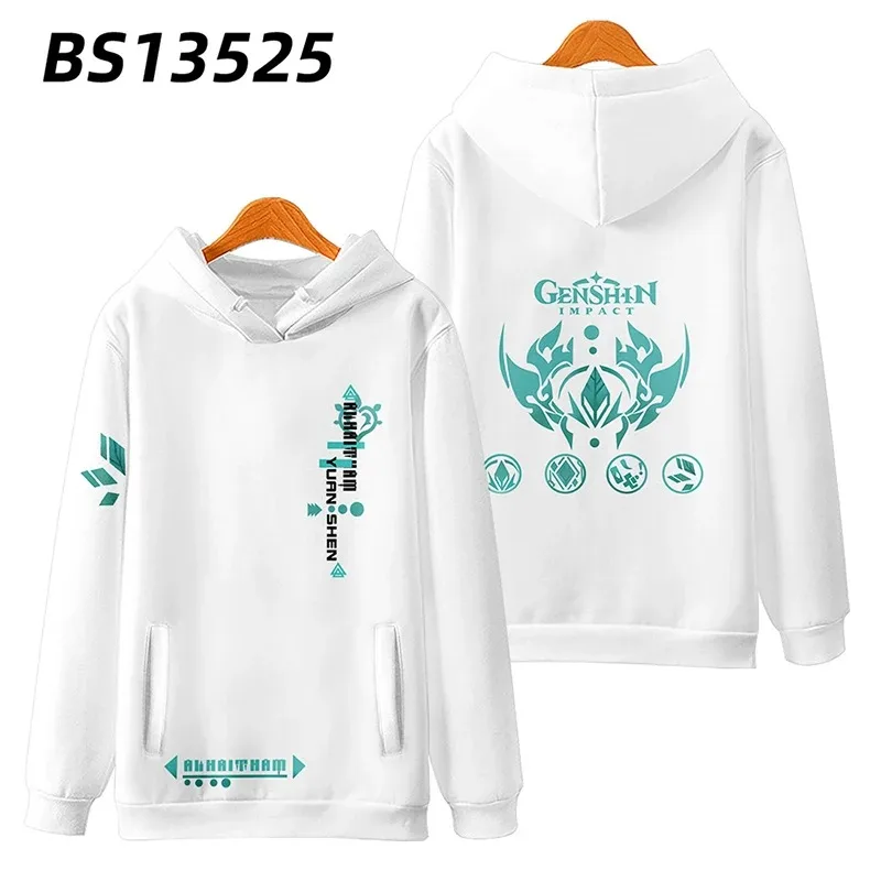 Hot game genshin impact 3d printing female/male hoodie streetwear hip hop pullover hooded jacket alhaitham cosplay costume 2024