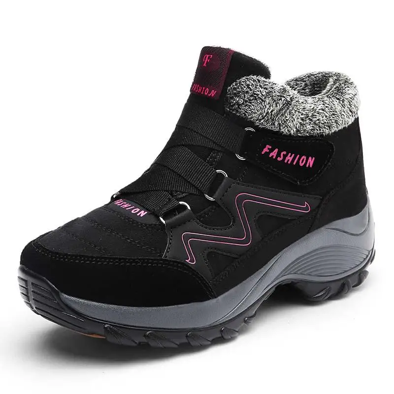 

Winter Women's Snow Boots Leather Women Warm Thick Plush Snow Boots Waterproof Female Wedge Suede Boots Non-Slip Lady Shoes