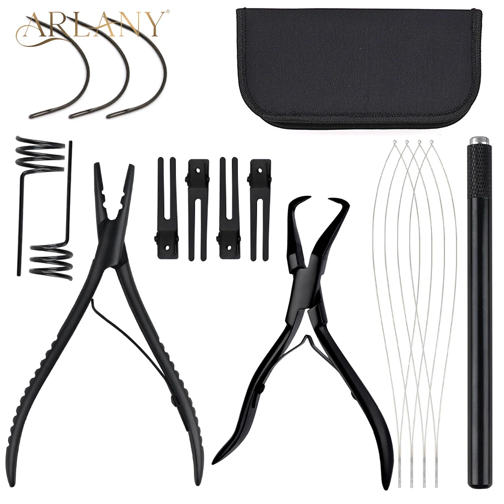 

ARLANY Micro Beads Closer Hair Extension Tools Application Plies Kit with C Type Needles and Pulling Loop Threader Tools