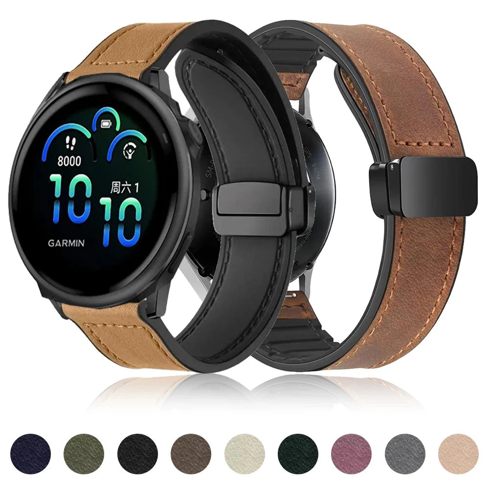 Premium Leather Silicone Smartwatch Strap - Universal 20mm/22mm Wristband Bracelet