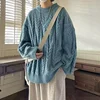 Thickened Men's Knitted Sweater Autumn Winter Casual Loose Style Lazy Hong Kong Style Japanese Retro round Neck Twist Hair Sweat