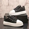 Spring Style Fashion Breathable White Lace-Up Casual Sneakers Round Toe Thick Bottom Business Leisure Walking Loafers V112 6