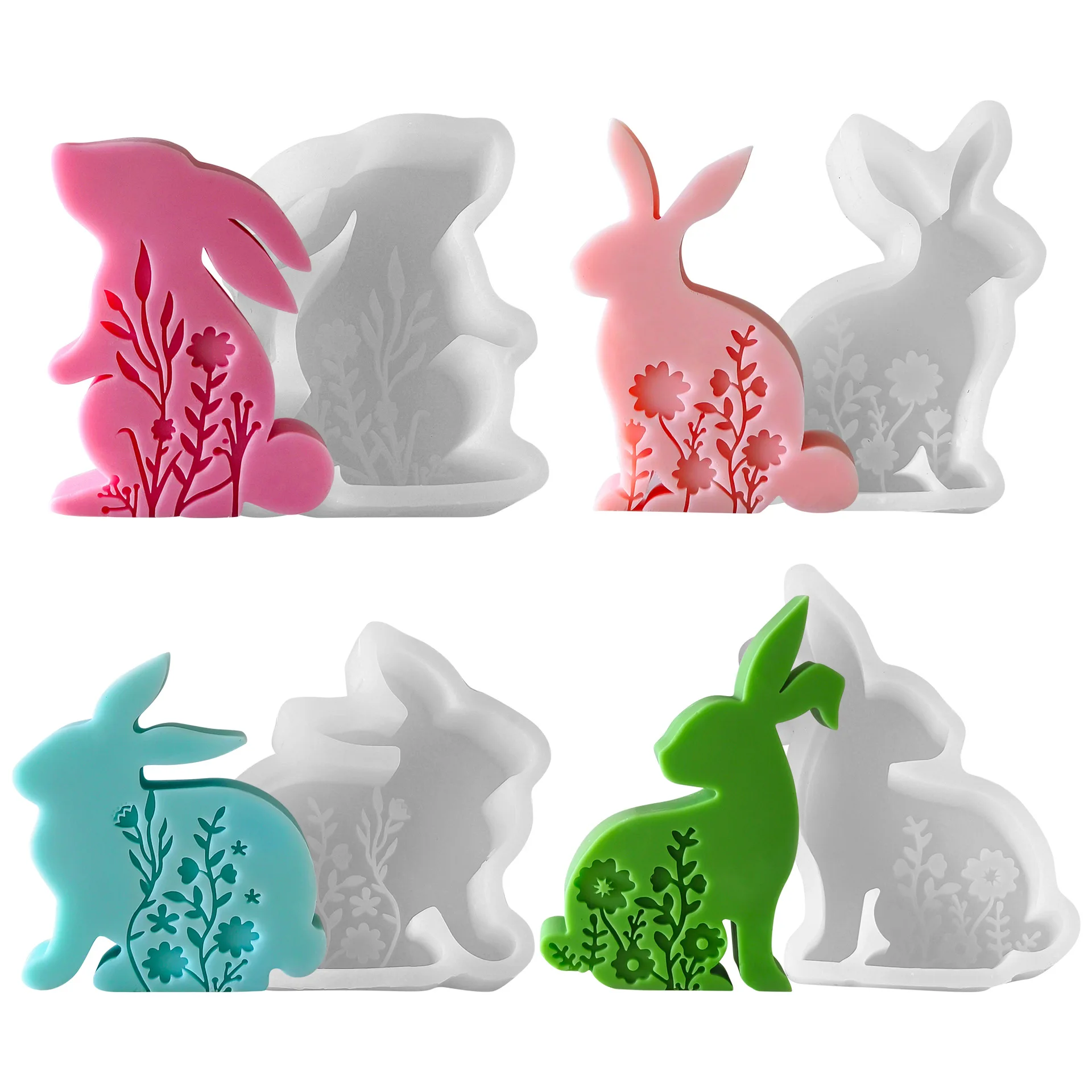 Silicone Mold Silicone Candle Mold Aromatherapy Candle Mold Silicone Candle Molds Candle Mold Easter Rabbit Aromatherapy Candle Silicone Mold DIY Relief Flower Rabbit Candle Mold